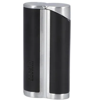 adorini Curve Jetfeuerzeug Einflammig Schwarz / Silber inkl. Zigarrenbohrer