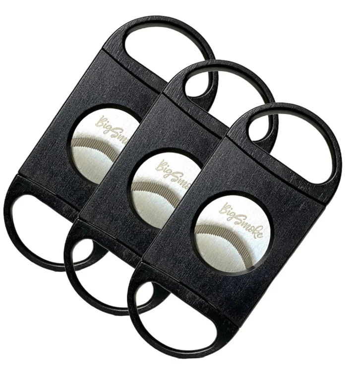 BigSmoke Zigarrenschneider, schwarz, Wellenschliff Klingen, 3er-Pack