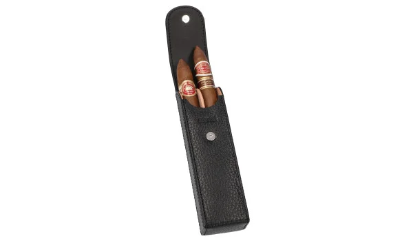 adorini Taschen Zigarrenetui 2 Zigarren schwarz, schwarze Naht Foto 3