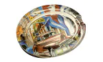 Zigarrenascher Glas oval mit Cuba Design 2 Ablagen