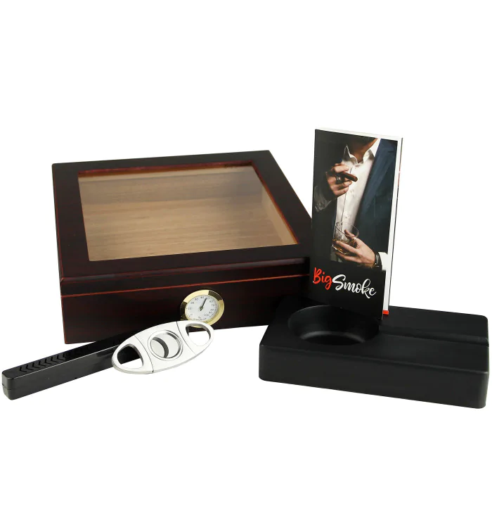 BigSmoke Humidor Set braun mit Glasdeckel Foto 7