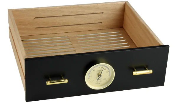 Schublade für adorini Humidor Chianti medium schwarz mit Hygrometer Loch Foto 5