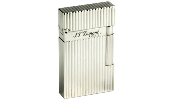 S.T. Dupont Ligne 2 16817 Feuerzeug breite Flamme längsgestreift Silber Foto 101