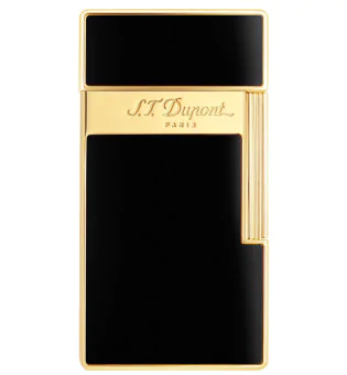 S.T. Dupont Biggy Feuerzeug Naturlack Schwarz Gold 025002