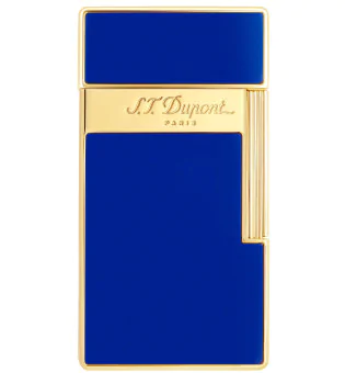 S.T. Dupont Biggy Feuerzeug Naturlack Blau Gold 025005