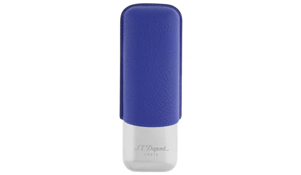 S.T. Dupont Zigarrenetui für 2 Zigarren Blau Chrom 183267