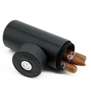 BigSmoke Leder Zigarrenreisetasche Tube Zedernholz gefüttert inkl. Hygrometer