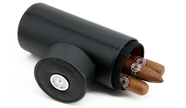 BigSmoke Leder Zigarrenreisetasche Tube Zedernholz gefüttert inkl. Hygrometer