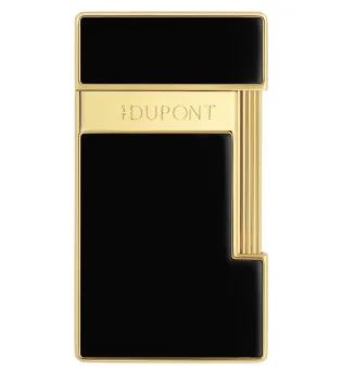 S.T. Dupont Slimmy Feuerzeug Naturlack Schwarz Gold 028222