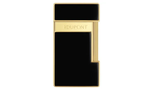 S.T. Dupont Slimmy Feuerzeug Naturlack Schwarz Gold 028222