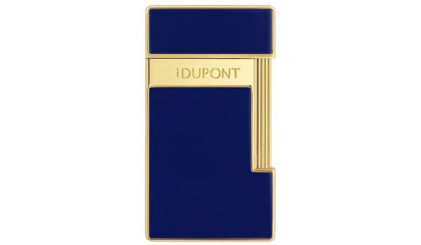 S.T. Dupont Slimmy Feuerzeug Naturlack Blau Gold 028225
