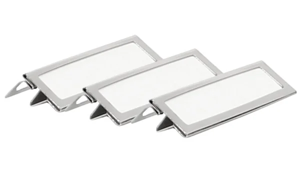 adorini Label Clips Metall silber Packung von 3 Stück