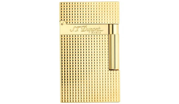 S.T. Dupont Ligne 2 16284 Feuerzeug breite Flamme Diamantmuster Gelbgold