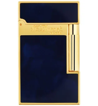 S.T. Dupont Ligne 2 Atelier Feuerzeug Naturlack Dunkel Blau Gelbgold 016134