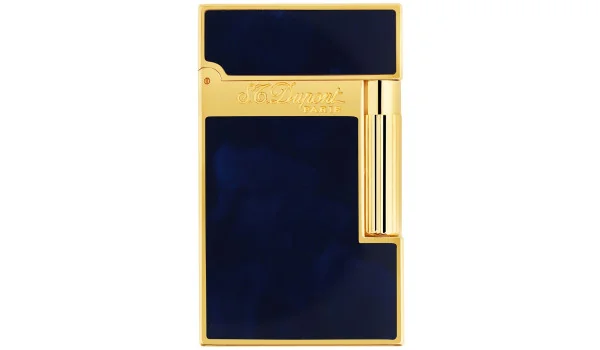 S.T. Dupont Ligne 2 Atelier Feuerzeug Naturlack Dunkel Blau Gelbgold 016134