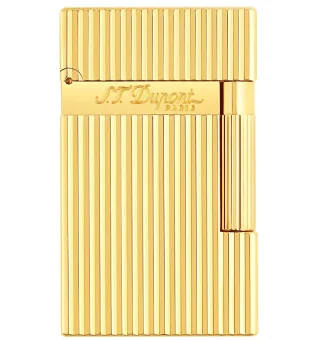 S.T. Dupont Ligne 2 16827 Feuerzeug breite Flamme längsgestreift Gelbgold