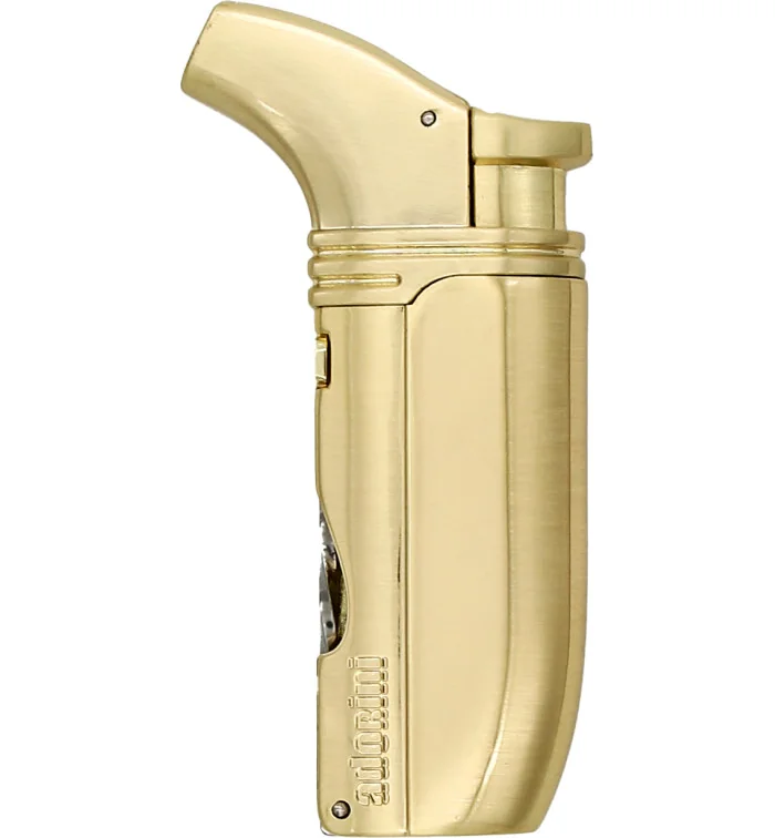 Adorini Puroso Jet Feuerzeug zweiflammig vergoldet mit Solingenklinge  Foto 2