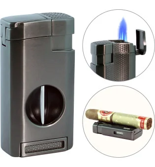 adorini Jet Feuerzeug dreiflammig V-Schnitt gun metal