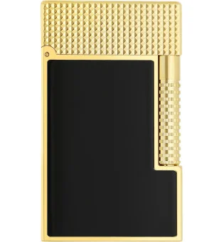 S.T. Dupont Le Grand Feuerzeug Naturlack Schwarz Gelbgold Diamantkopf C23790CL